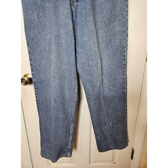 Vintage Tommy Hilfiger Jeans Mens 36x32 Blue Big Flag Straight Y2K Pants Baggy - Picture 3 of 12